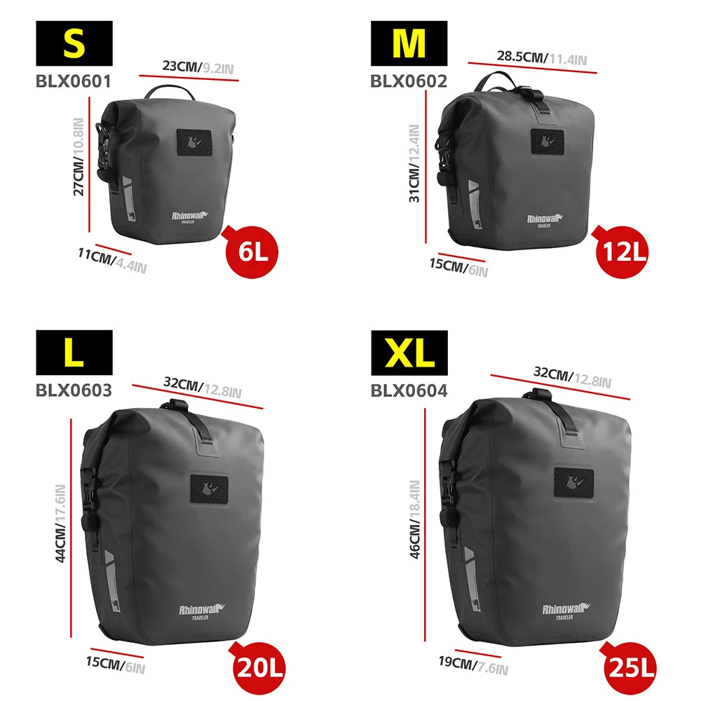 Rhinowalk Bike Pannier Bag Quick Release Waterproof Cycling Rack Side Pack Luggage Bag For Road MTB Touring&Folding Bicycle
