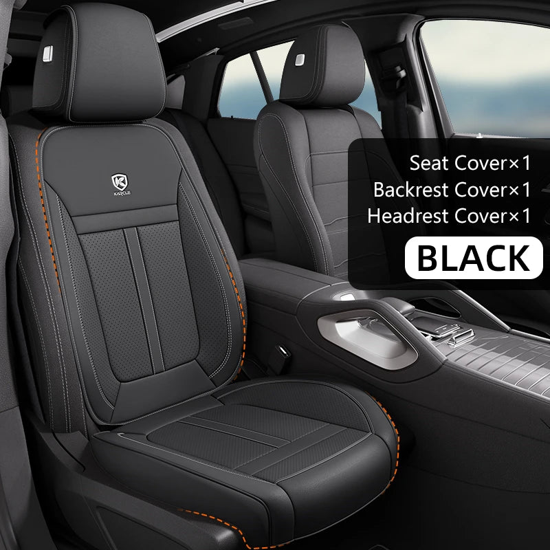 Nappa leather car seat cover set, front or rear, 5-seater, anti-slip full wrap, beige/black/brown/red