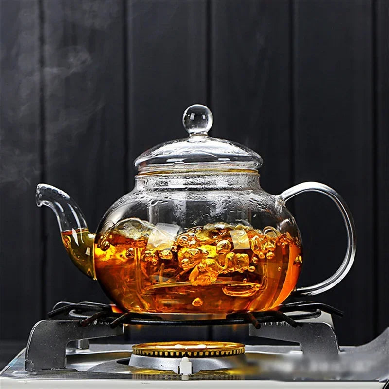 400ml/1000ml Filterable Heat-resistant Thickened Glass Teapot High Borosilicate Glass Flower Tea Pot Heatable Glass Tea Set