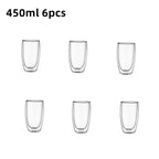 80/250/450ml Double-Wall Insulated Clear Glass Espresso Cups Perfect for Tea, Coffee, Latte, Cafe, Milk, Restaurant Use