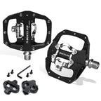 BUCKLOS MTB SPD Compatible Dual Platform Clipless Pedals, Black/Blue/Grey/Red Options