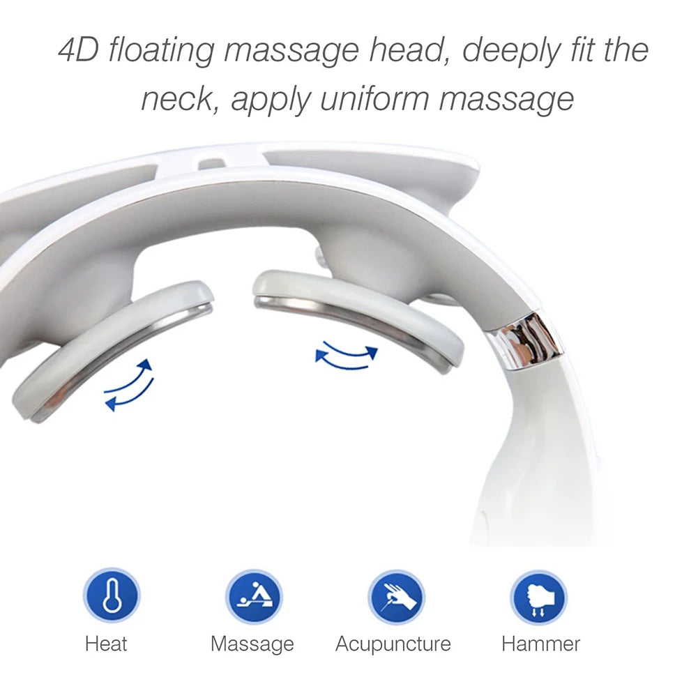 4-head Neck Massager USB Rechargeable Cervical Massager with Heat Electric Neck Massager Relaxation Gifts for Women Men Dad Mom