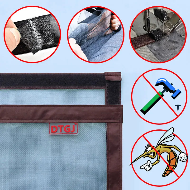 Magnetic Mesh Screen Door Mosquito Net, Anti Fly Insect Door Mesh, Open from Side 2,Automatic Closing, Size Can Be Customized