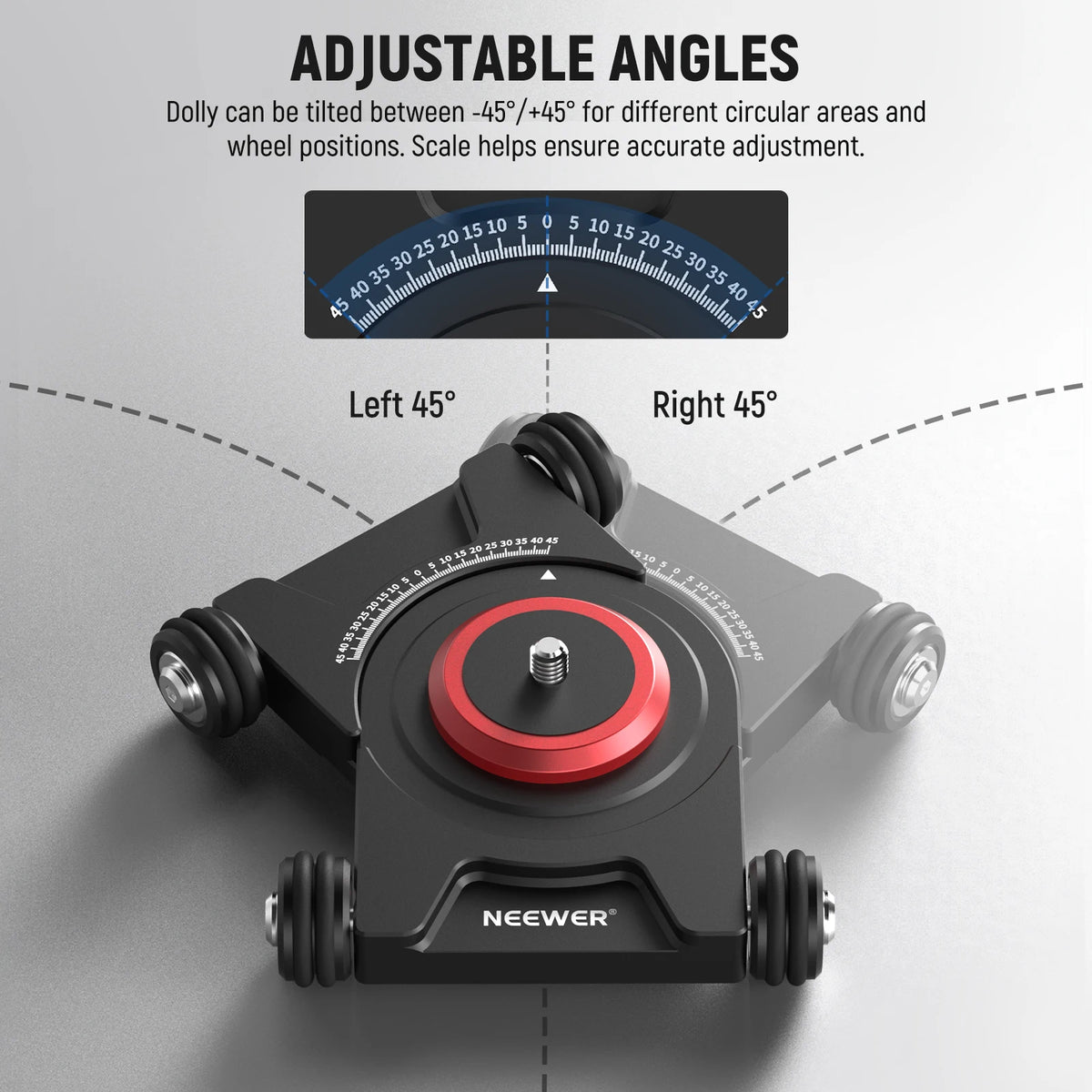 NEEWER Camera Slider Dolly with Ball Head & Phone Clamp 4 Wheeled Tabletop Dolly Manual Skater with 360° Panorama