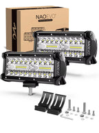 NAOEVO 7 inch LED Light Bar 240W 24000LM 4x4 Offroad Spot Flood Combo Fog LED Waterproof Work Lights for Truck Boat UTV ATV Jeep