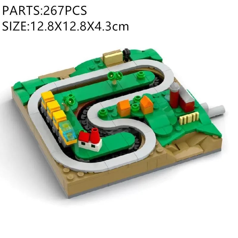 MOC building blocks hand-cranked train track building blocks model train building blocks assembled boys and girls toys ornaments