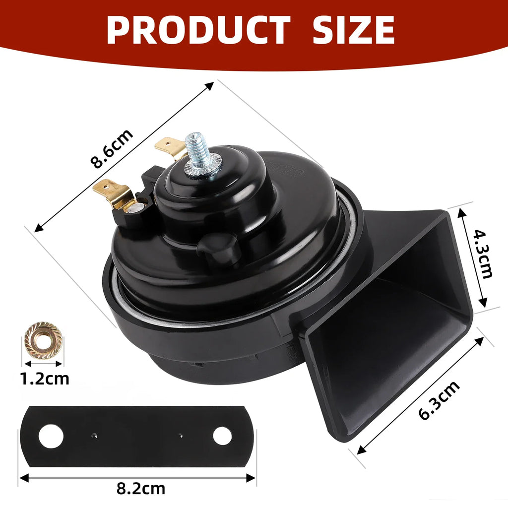12V Dual Tone Snail Car Horn 120dB Waterproof Electric Vehicle Horn for Truck Motorcycle