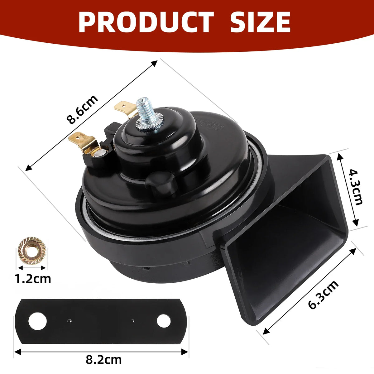 12V Dual Tone Snail Car Horn 120dB Waterproof Electric Vehicle Horn for Truck Motorcycle