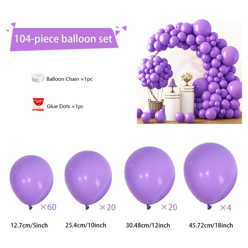 104pcs Balloon Garland Arch Kit, Red Mixed Sizes Latex Balloons for Birthday Wedding Decor