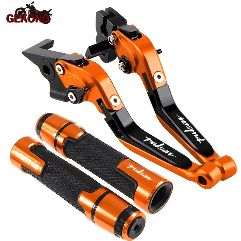Motorcycle Folding Extendable CNC Moto Adjustable Clutch Brake Levers Handbar End Grips fit For Bajaj Pulsar 200 NS/200 RS/200 A
