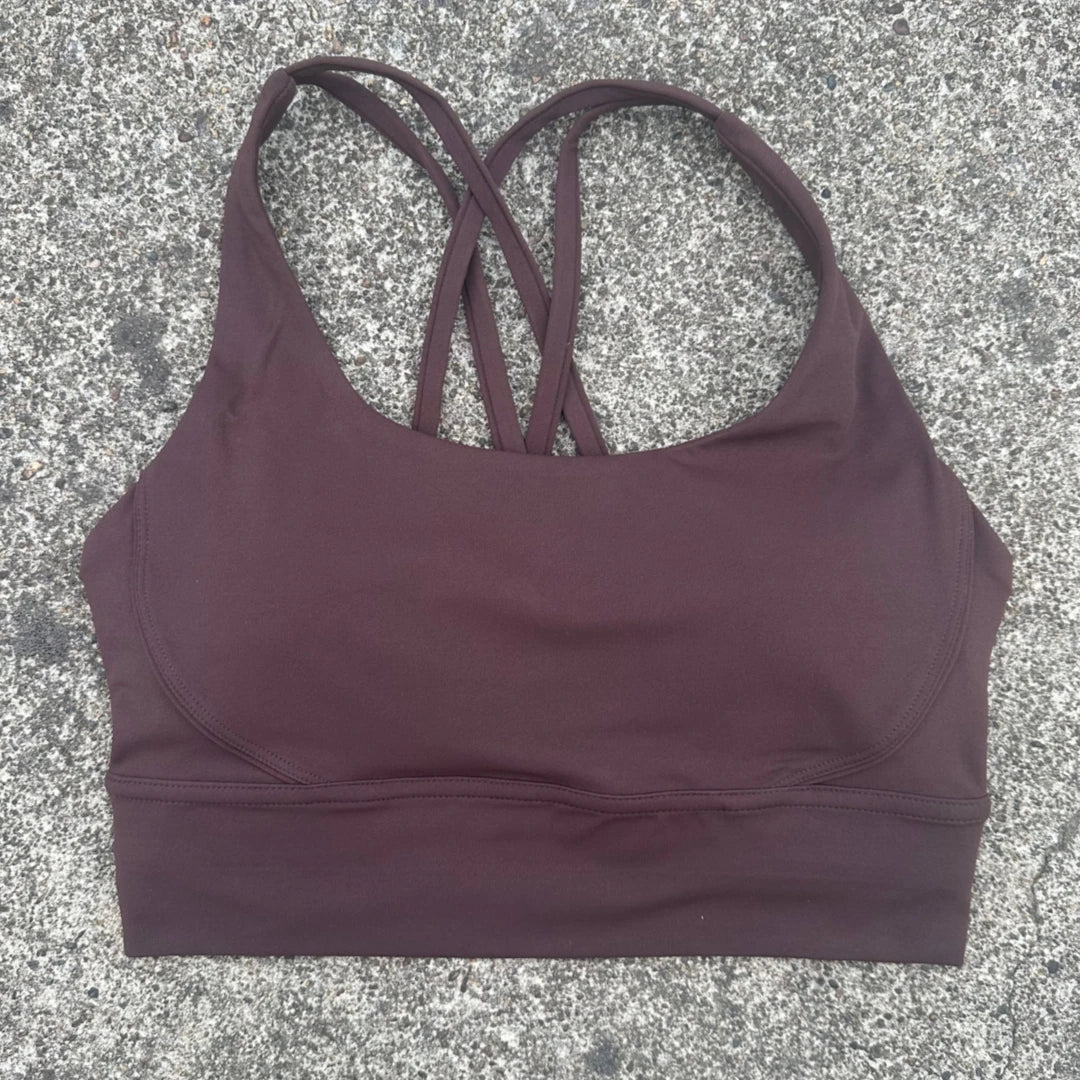 Women Cross Back Sports Bra Top with Removable Pads, Solid Colors, Sizes S-L