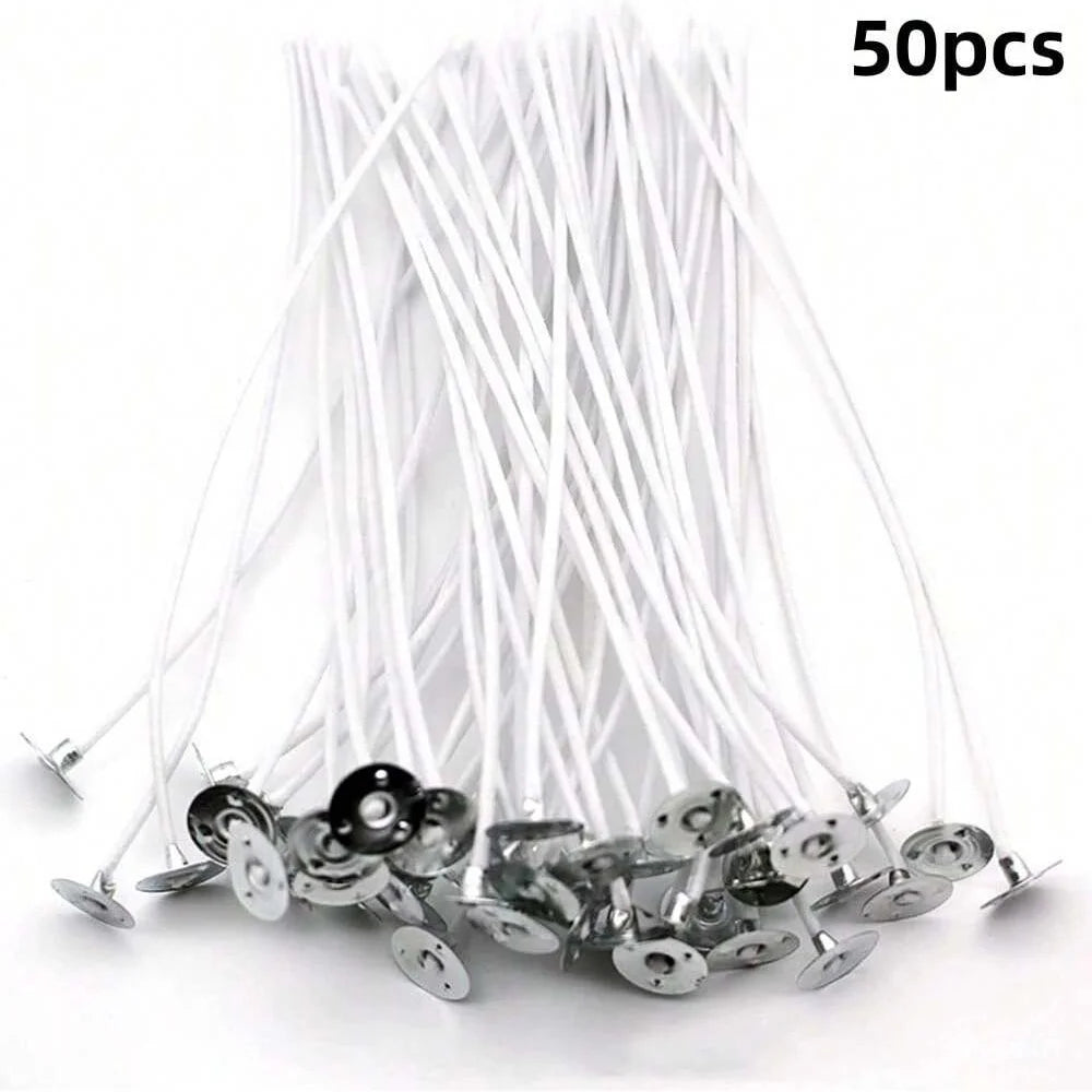 50 PCS 6-20cm Candle Wicks Smokeless Wax Pure Cotton Core for DIY Candle Making Pre-Waxed Wicks Party Supplies Home Decoration