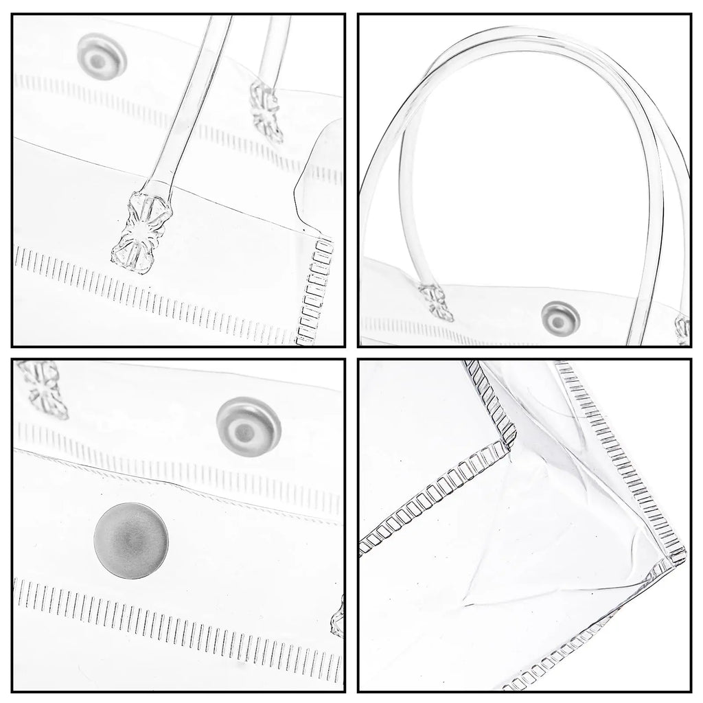 Clear PVC Gift Tote Bags with Hand Loop, Transparent Packaging Bags, 10x10x25cm, 10pcs