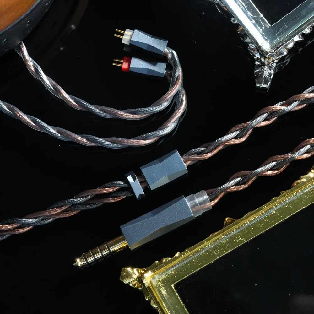 XINHS Y13 4-core Black Brown Graphene Ancient River Copper Hybrid Headphone Upgrade Cable,0.78 2pin/HD650/IE900/KZ-QDC/MMCX IEM