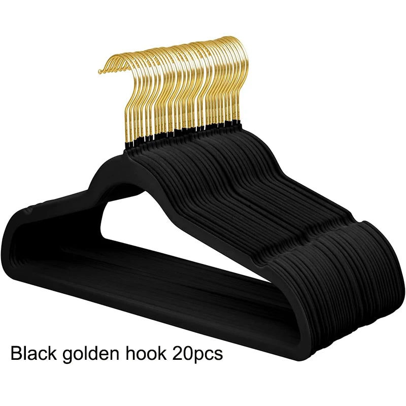 10/20Pcs 44.5cm Large Flocked Plastic Hangers, Men's Large Coat Hangers, Sturdy and Durable, Non-Slip and Non-Deformable, with Gold Hooks, High-End and Elegant