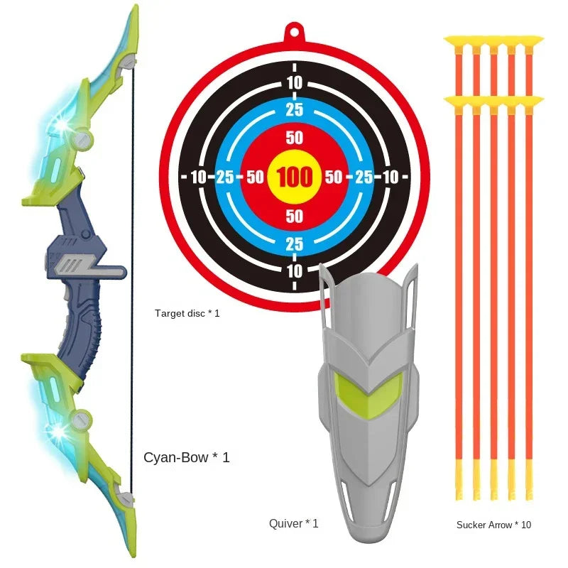 Bow and Arrow Set Light Up Archery Toy Kids Outdoor with Standing Target Birthday Gifts Indoor Games Toys Children New Year Gift