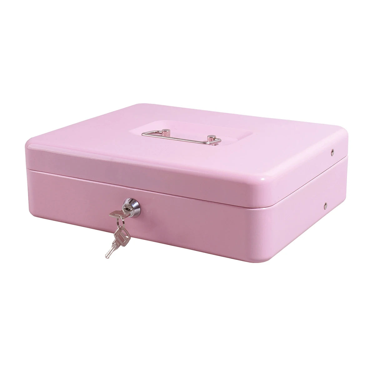 1 pc Money Box with Key -Money Tin with Lock - Medium-sized Cash Box with Coin Tray for Petty Cash Coins Notes,Home , Business