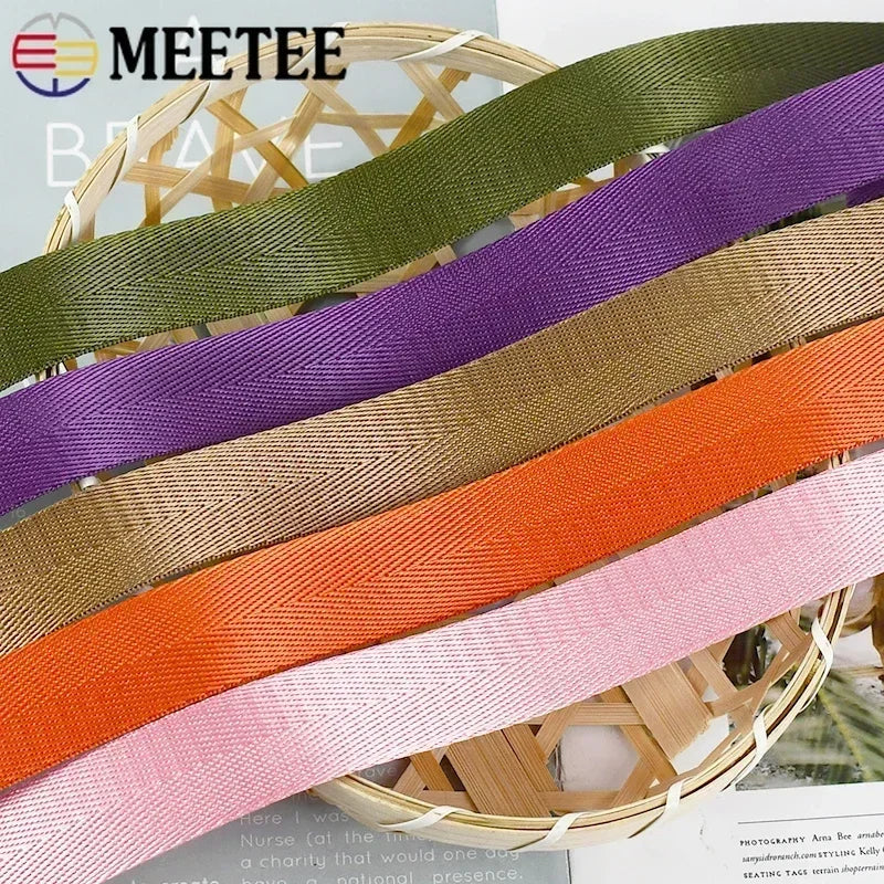 10Meters Meetee 1mm Thick 25mm Nylon Webbing Tape Backpack Strap Band Ribbon Seat Belt DIY Bag Binding Fabric Sewing Accessories
