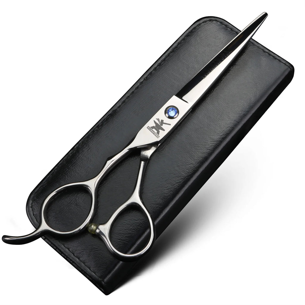 Black Left Hand Hair Scissors 6-inch JP440C Steel Cutting Scissors and Thinning Scissors Left-handed