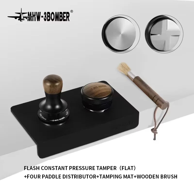 MHW-3BOMBER 30lb Constant Pressure Coffee Tamper 51mm 53mm 58mm Espresso Flat Tampers with Calibrated Spring Loaded Barista Tool