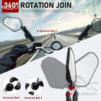 Universal Motorcycle Handlebar Side Mirrors, Adjustable Angle Folding, 1 Pair