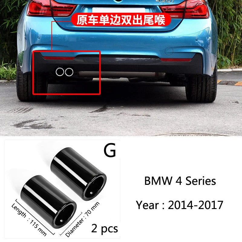 For BMW F10 F20 F30 F32 F34 F36 F48 Car Exhaust Muffler Tip Stainless Steel Pipe Chrome Trim Modified Car Rear Tail Throat Liner