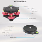 VICELK Leveling Base Tripod Head+360° Panoramic Pan Base for Macro Panoramic Photography with +/-5 Degree Precision Adjustment