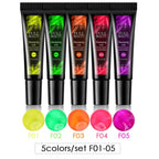5/6pcs Fluorescent Stamping Plates Gel Nail Polish Manicure Set Hybrid Lacquer Gel For Nails Art Template Printing Accessories