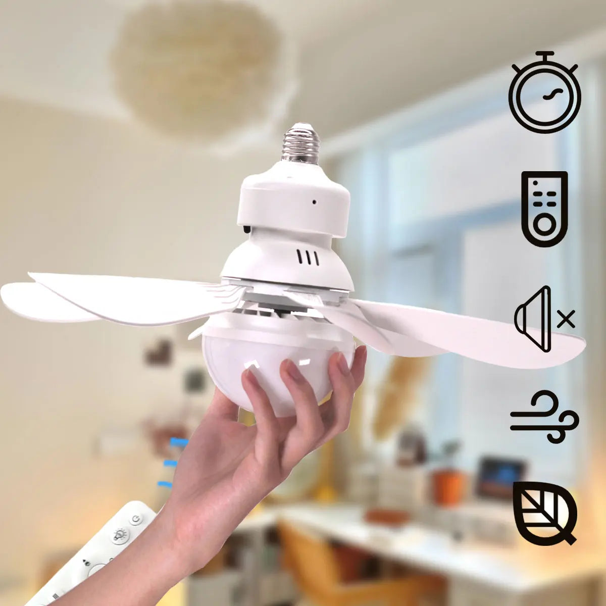 16.53 Inch Small Ceiling Fan With LED Light 30W E27 Base Remote Control 3 Speed Adjustable 3000K-6500K Dimmable For Bathroom