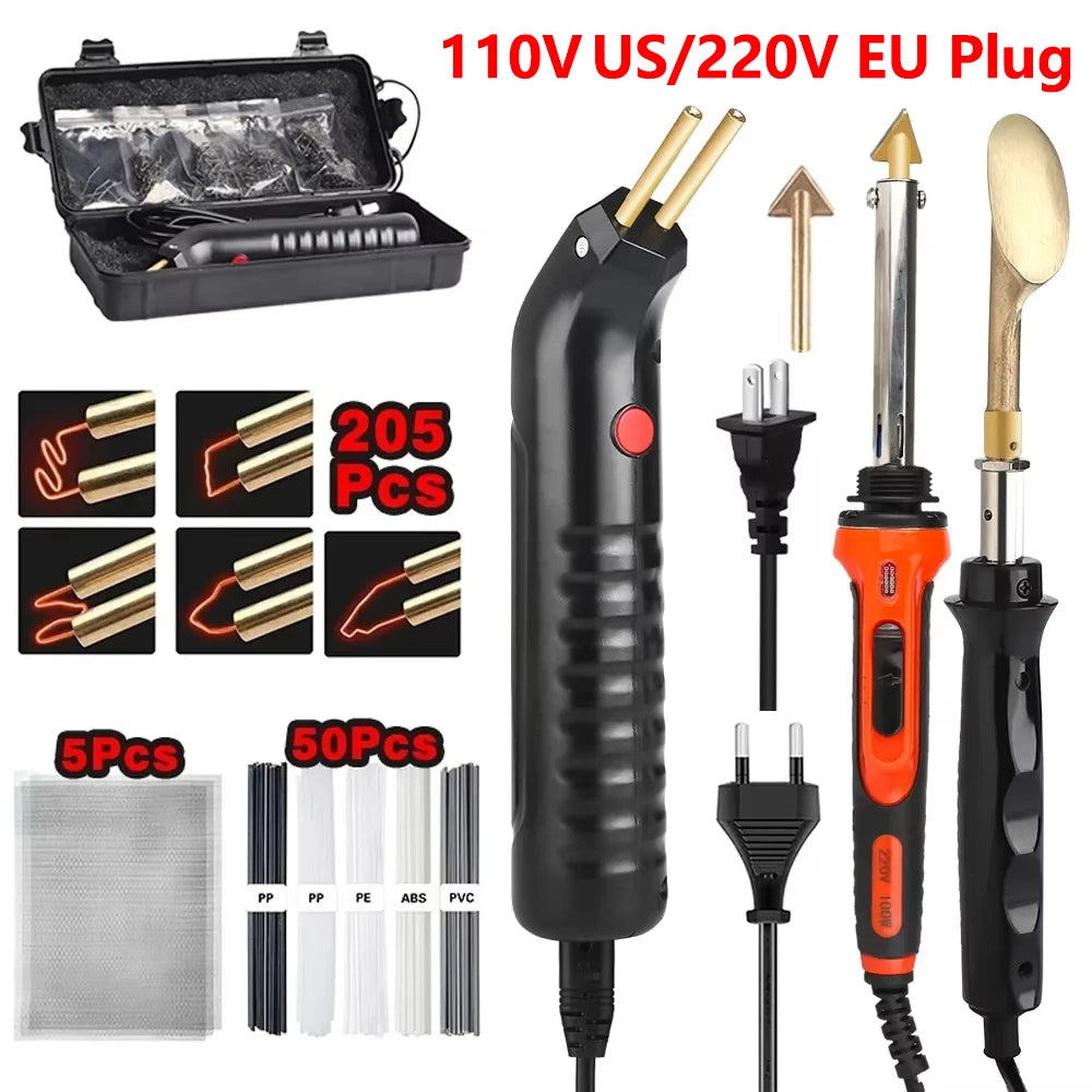 100W Plastic Welding Machine Kit Automotive Bumper Crack Repair Gun With Iron Hot Stapler Welding Soldering Iron Garage Tool