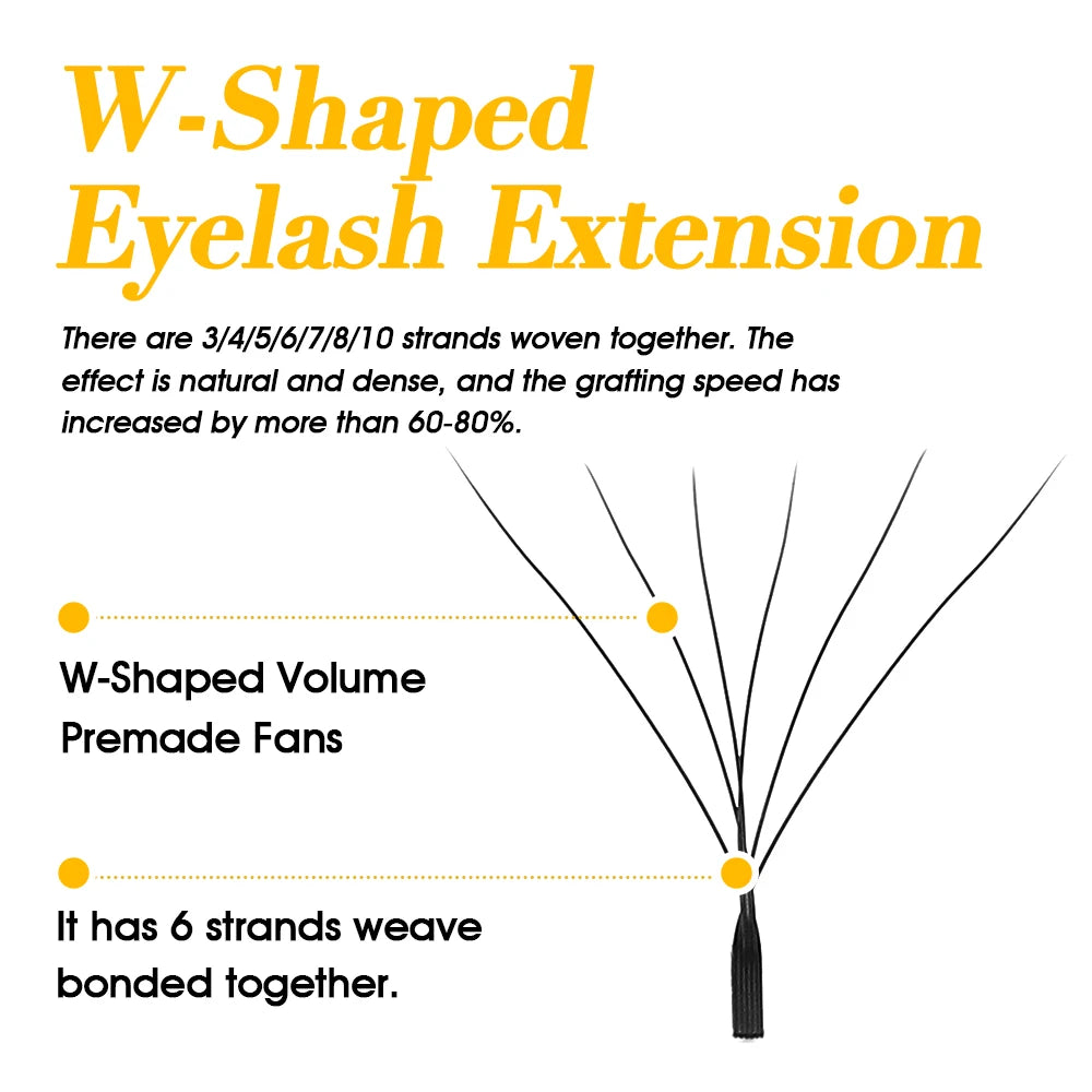 MASSCAKU W Shape Bloom Eyelash Extensions 0.07mm C/D Curl 8-15mm Mix Length 10 Case