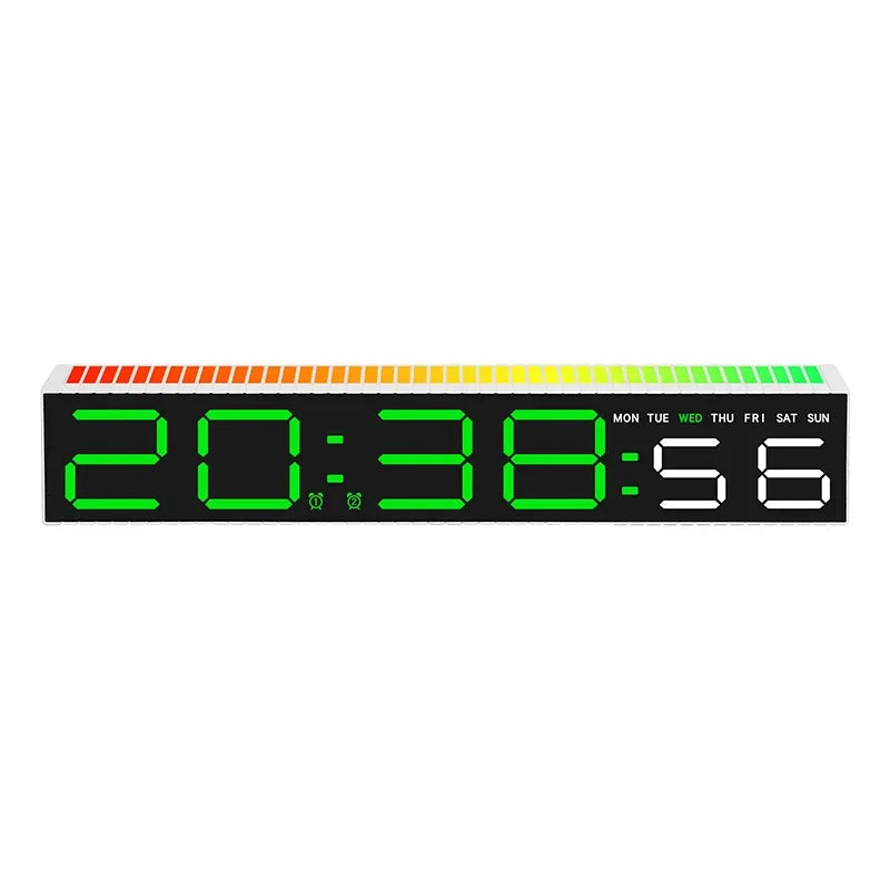 LED Alarm Clock with Rhythm Light Bar Colorful Table Clock with 3 Levels Brightness Adjustable RGB Colorful Electronic Clock