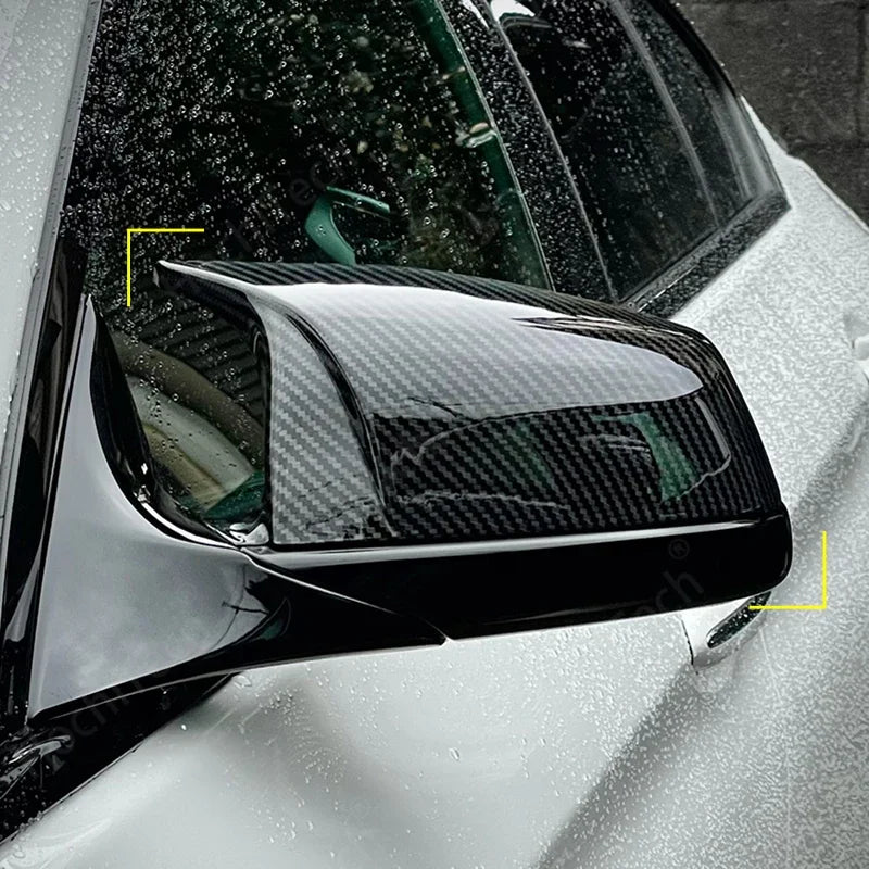 For BMW 5 6 7 Series E60 E61 E63 E64 F01 F02-F04 F06 F07 F10 F11 F12 F13 Carbon Fiber Black Side Wing Rearview Mirror Cover Cap