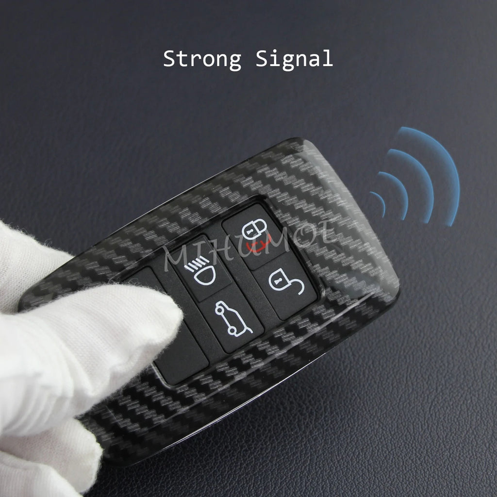 Carbon Fiber Car Key Fob Cover Chain Case For Land Range Rover Sport Evoque Defender 90 110 130 Discovery Velar Jaguar XF F-PACE