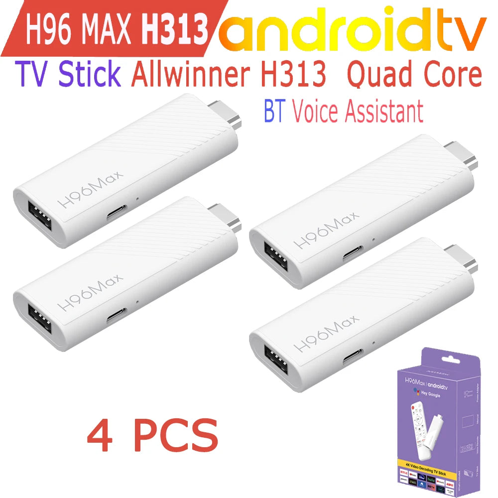 H96 Max H313TS Android TV Stick Allwinner H313 4K WiFi 6 BT Voice 2GB/16GB 1pc