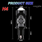 H4 LED Projector Lens Headlight 3800000LM 3500W Super Bright h4 Led Headlamp Wireless With Fan Turbo Lights Plug And Play 6000K