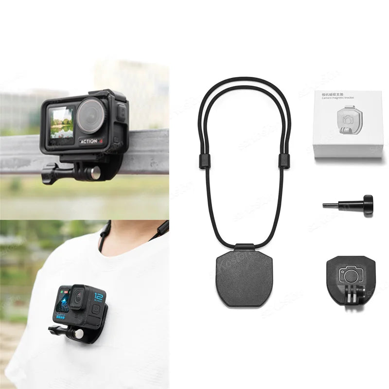 Magnetic Mount Bracket Adapter with Lanyard for Insta360 X5 X4/Osmo 360 Action 5Pro 4/Gopro Hero13 Gopro Accessories