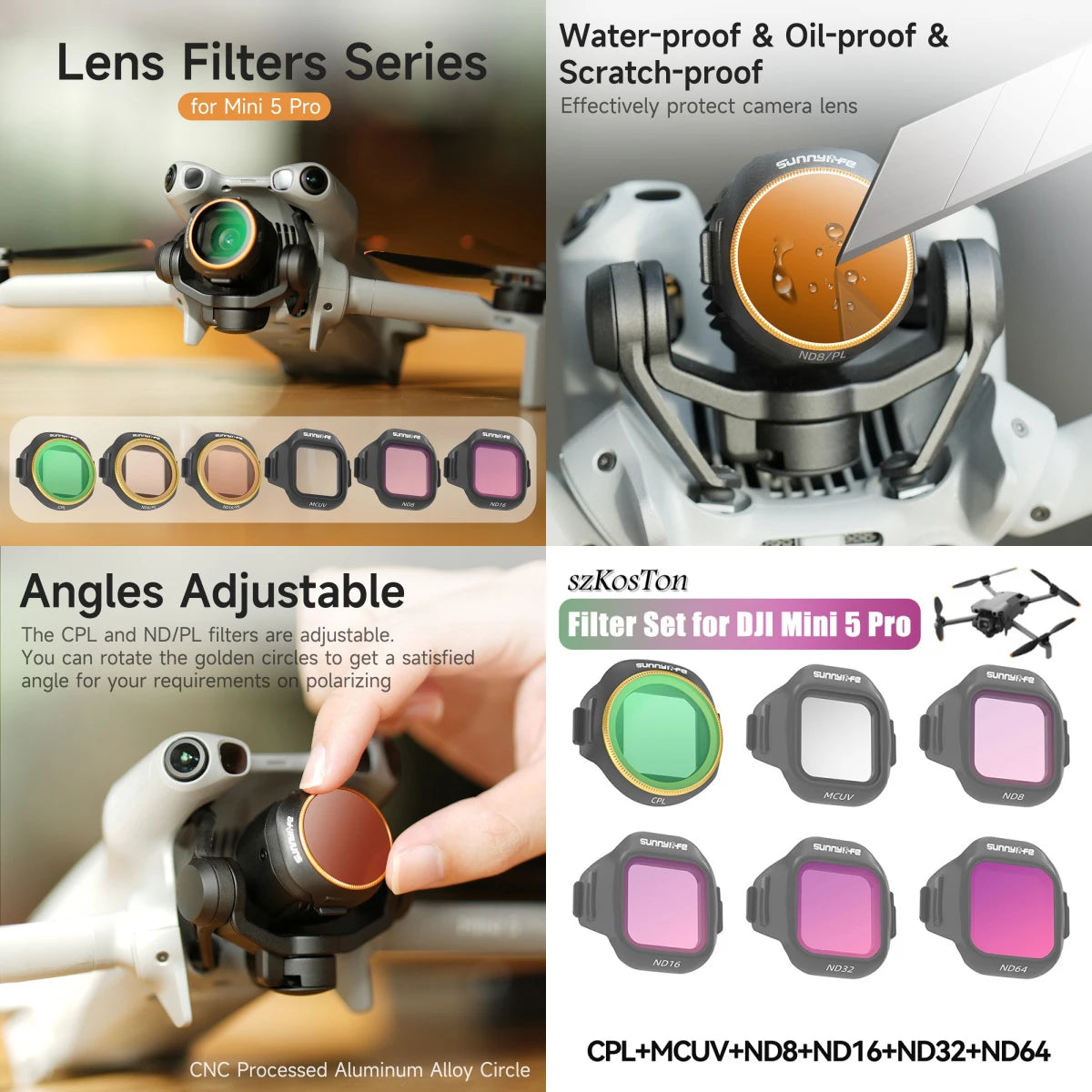 Filter Set for DJI Neo 2/Mini 5 Pro/mini 4 Pro/Filp ND MCUV CPL Filters Anti-glare Optical Glass Lens Accessories