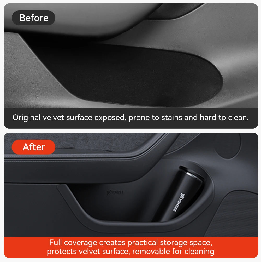 YZ For Tesla Model 3/Y/YL Juniper Highland Door Side Storage Box Full-Cover Front and Rear Interior Storage Box Accessories