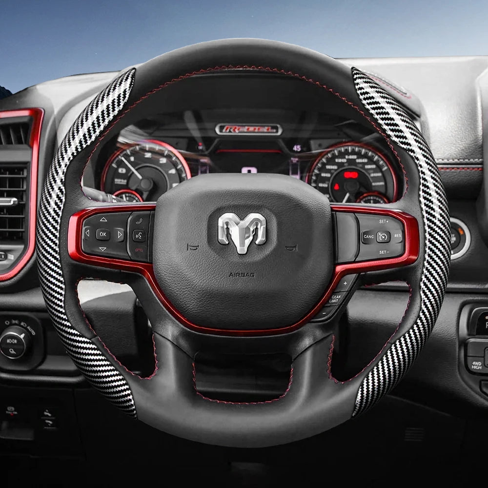 Ram steering wheel cover carbon fiber texture segmented quick-release 2pc/3pc set, colors