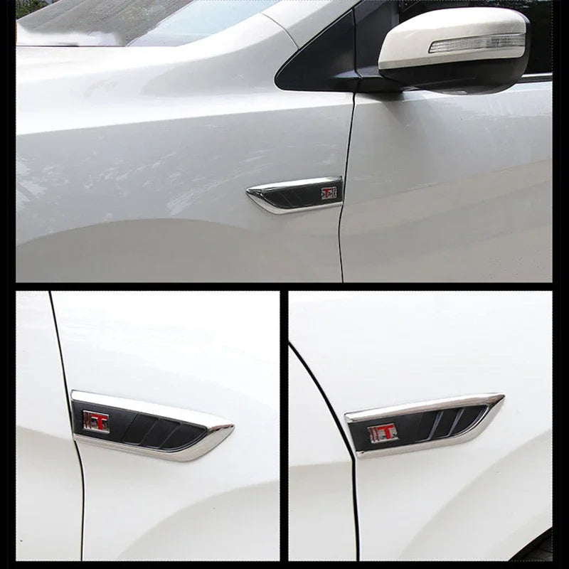Car Fender Side Vent Sticker Electroplated Mesh Blade Trim Decoration, Style A/B