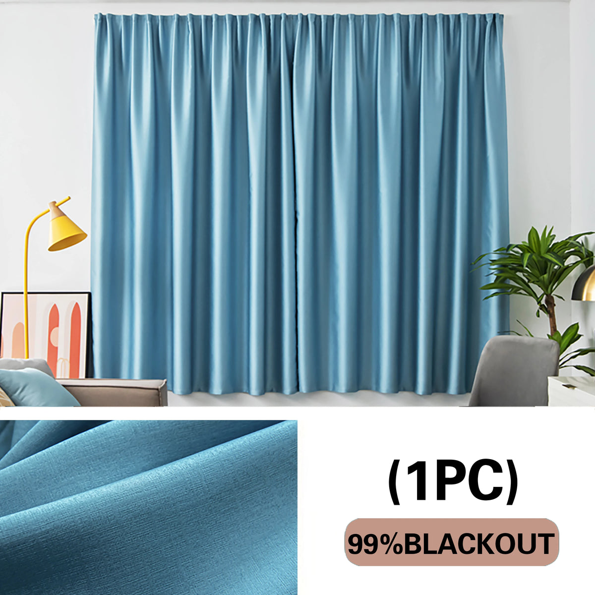 1 piece deluxe no-punch blackout curtains, high blackout portable paste design firm, suitable for bedroom living room kitchen