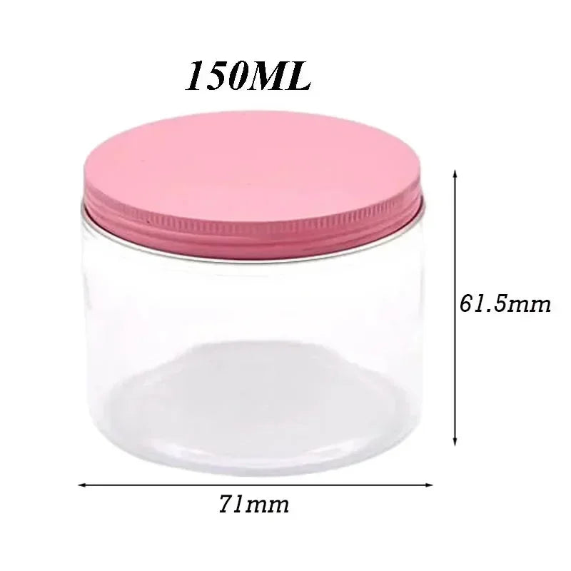 20Pcs Plastic Empty Jar with  Aluminum Lid 150ml PET Food Packaging Bottles Oil Wax Storage Jars Cosmetics Face Cream Containers