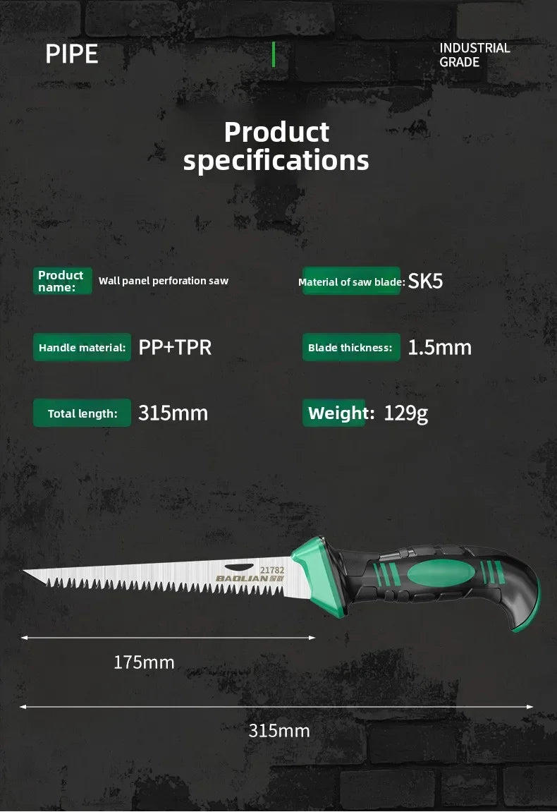 BAOLIAN Handheld Manual Saw Wall Panel Saw Household Woodworking Saw Express Park Forest Garden Art Saw Gypsum Board Saw