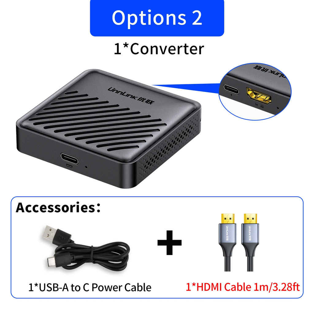 Unnlink HDMI to USB C AR Glasses Converter for PS5 PS4 Switch2 Xbox to Xreal Rokid Rayneo USB-C Portable Screen