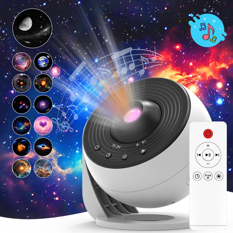 Galaxy Star Projector Night Light Planetarium with Remote, Bluetooth, Black