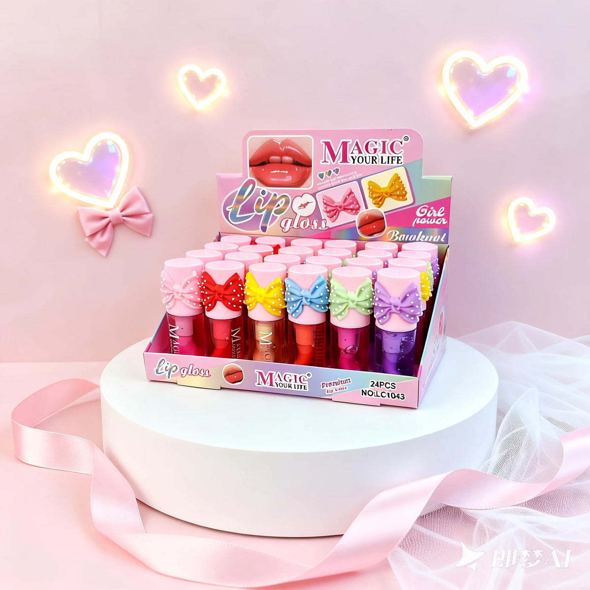 24Pcs Cute Lip Tint Lip Gloss Girls Kawaii Moisturizing Longlasting Lips Gloss Makeup Party Gifts
