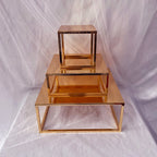 Gold Metal Cake Stand Set Round or Square Dessert Display Pedestal, 2pcs/3pcs or Single