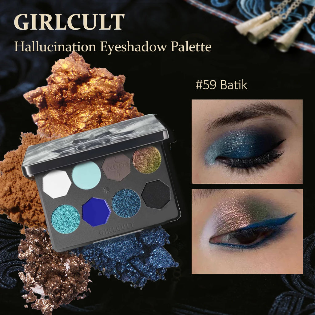 Girlcult Hallucination Eyeshadow Palette 8-Color Silky Powder Matte & Shimmer - Style 57-59