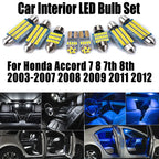 15Pcs For Honda Accord 7 8 7th 8th 2003-2007 2008 2009 2011 2012 Indoor Reading Dome Bulbs LED Interior Vanity mirror Light Kit